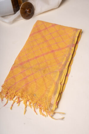 Image for Kusvaa Dup280 Yellow And Peach Cotton Kota Doriya Dupatta Featured
