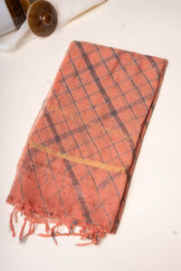 Image for Kusvaa Dup281 Peach And Grey Cotton Kota Doriya Dupatta Featured