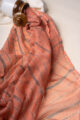 Image for Kusvaa Dup281 Peach And Grey Cotton Kota Doriya Dupatta Front