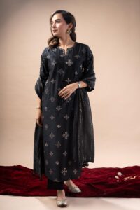 Image for Kusvaa Kds024 Kian Tussar Silk Kurta Dupatta Set Sleeves