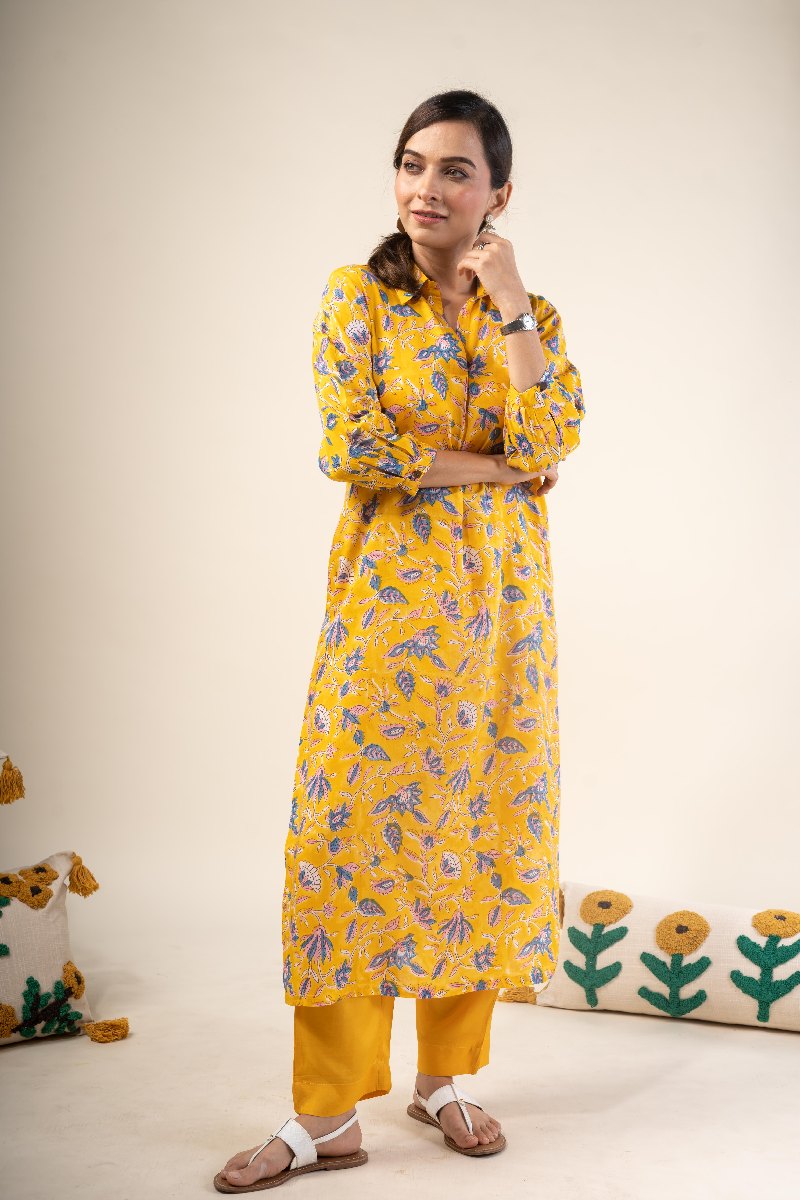 Image for Kusvaa Wkr224 Shrinika Modal Handblock Print Kurta Front New