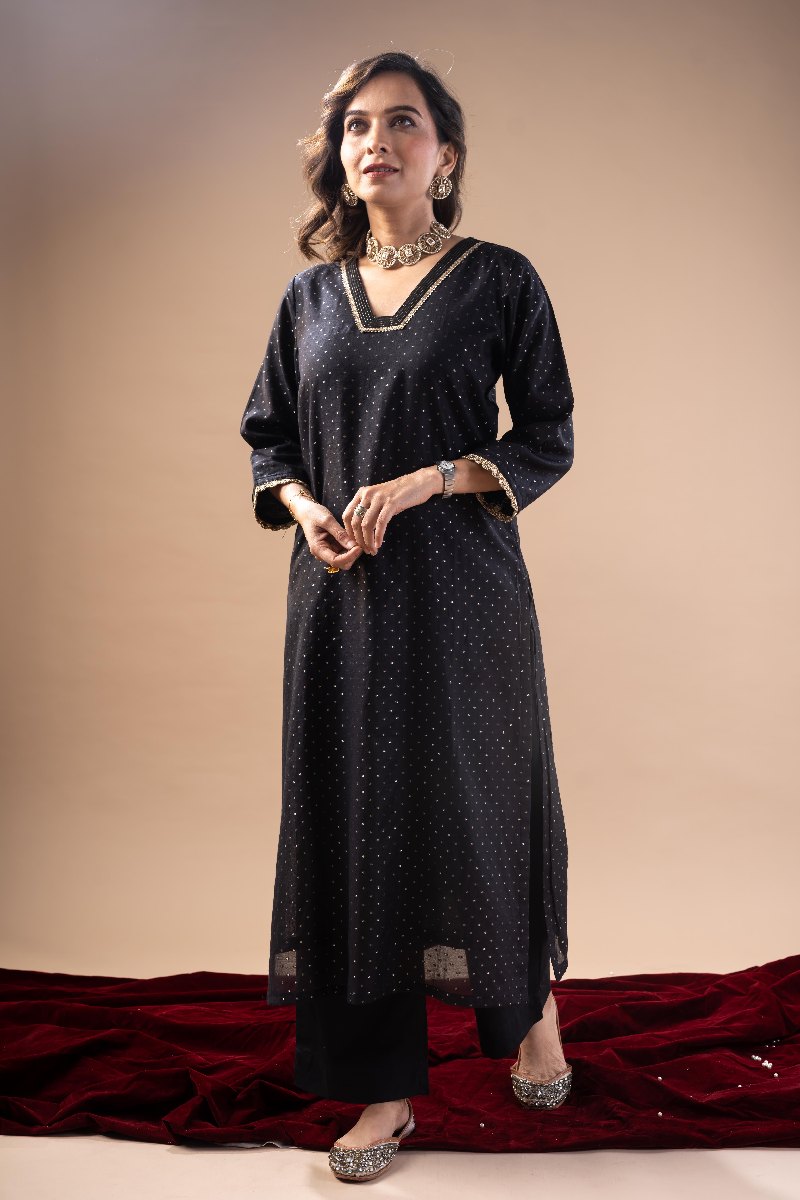 Image for Kusvaa Wkr225 Vritika Chanderi Straight Fit Kurta Pocket