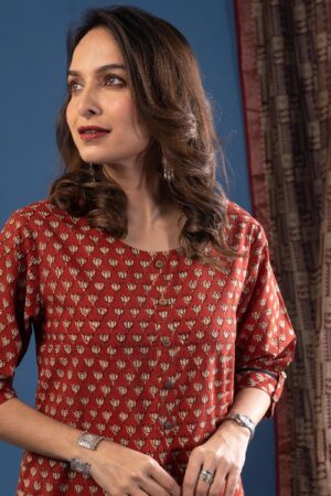 Image for Kusvaa Wkr228 Krita Cotton Handblock Print Kurta Featured
