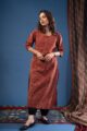 Image for Kusvaa Wkr228 Krita Cotton Handblock Print Kurta Side