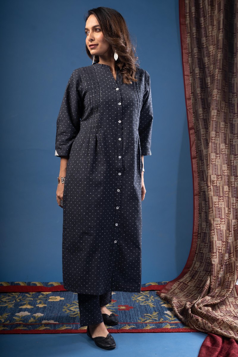Image for Kusvaa Cood117 Nia Handloom Cotton Kurta Pant Set Front