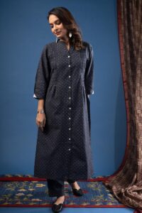 Image for Kusvaa Cood117 Nia Handloom Cotton Kurta Pant Set Sitting