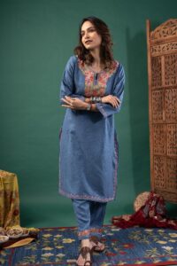 Image for Kusvaa Cood120 Isika Woolen Kurta Pant Set Side