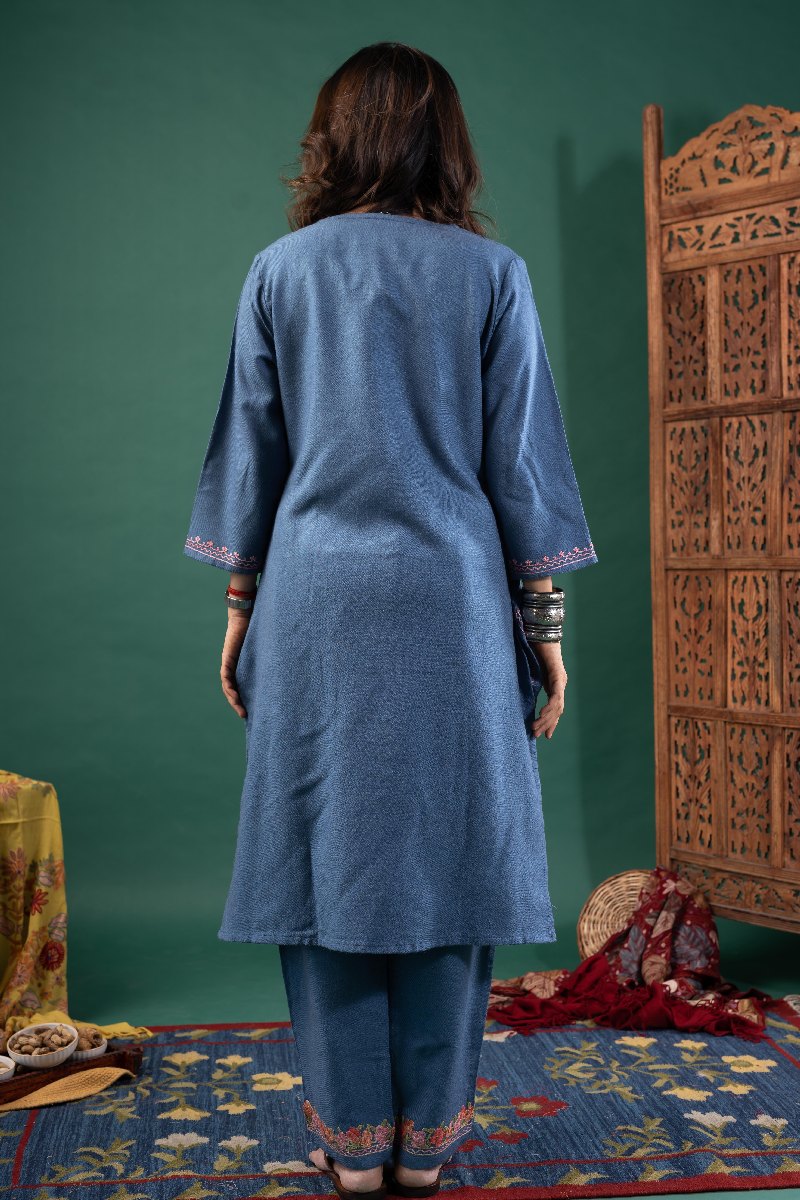 Image for Kusvaa Cood120 Isika Woolen Kurta Pant Set Sitting