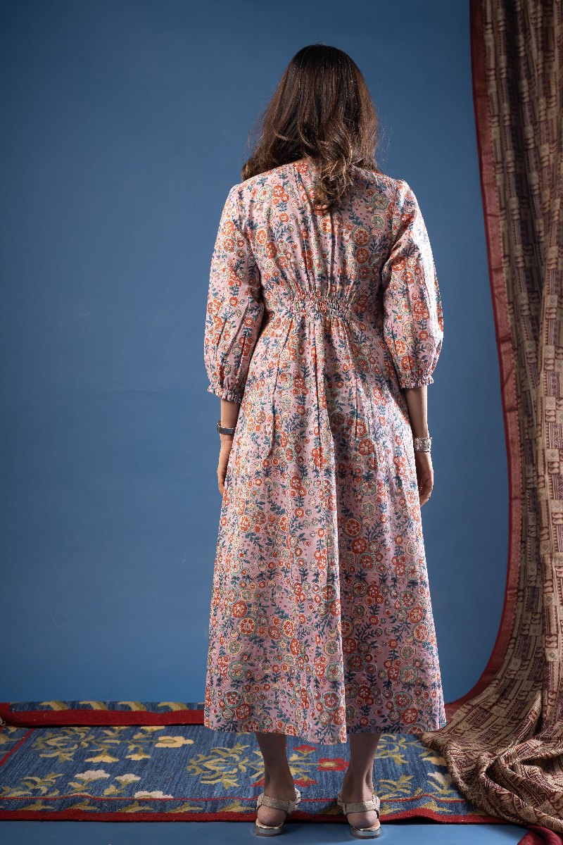 Image for Kusvaa Dr074 Piyali Handblock Cotton A Line Dress Back
