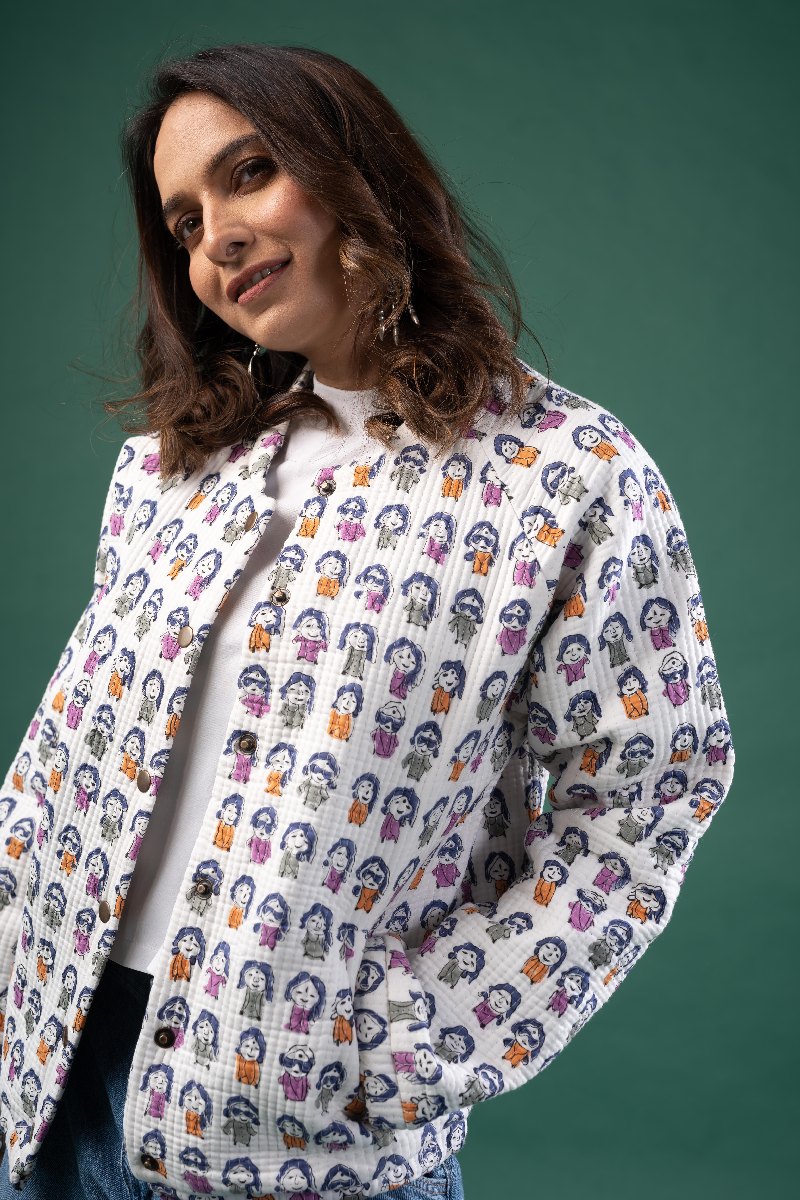 Image for Kusvaa Jak016 Anita Handblock Full Sleeves Jacket Closeup 2