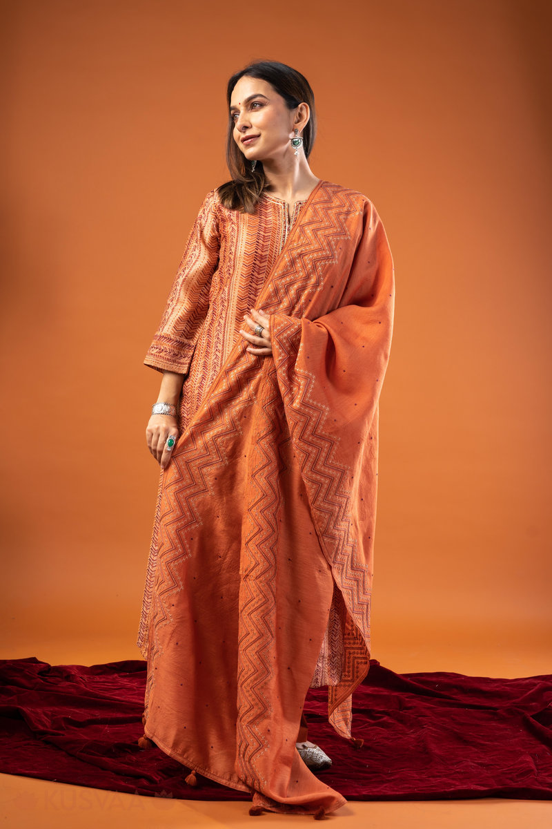 Image for Kusvaa Kds025 Evara Kurta With Dupatta Set Pocket New