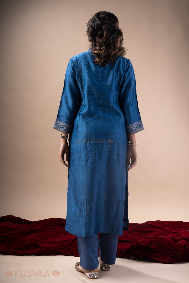 Image for Kusvaa Kds027 Amrita Tussar Kurta With Dupatta Set Back