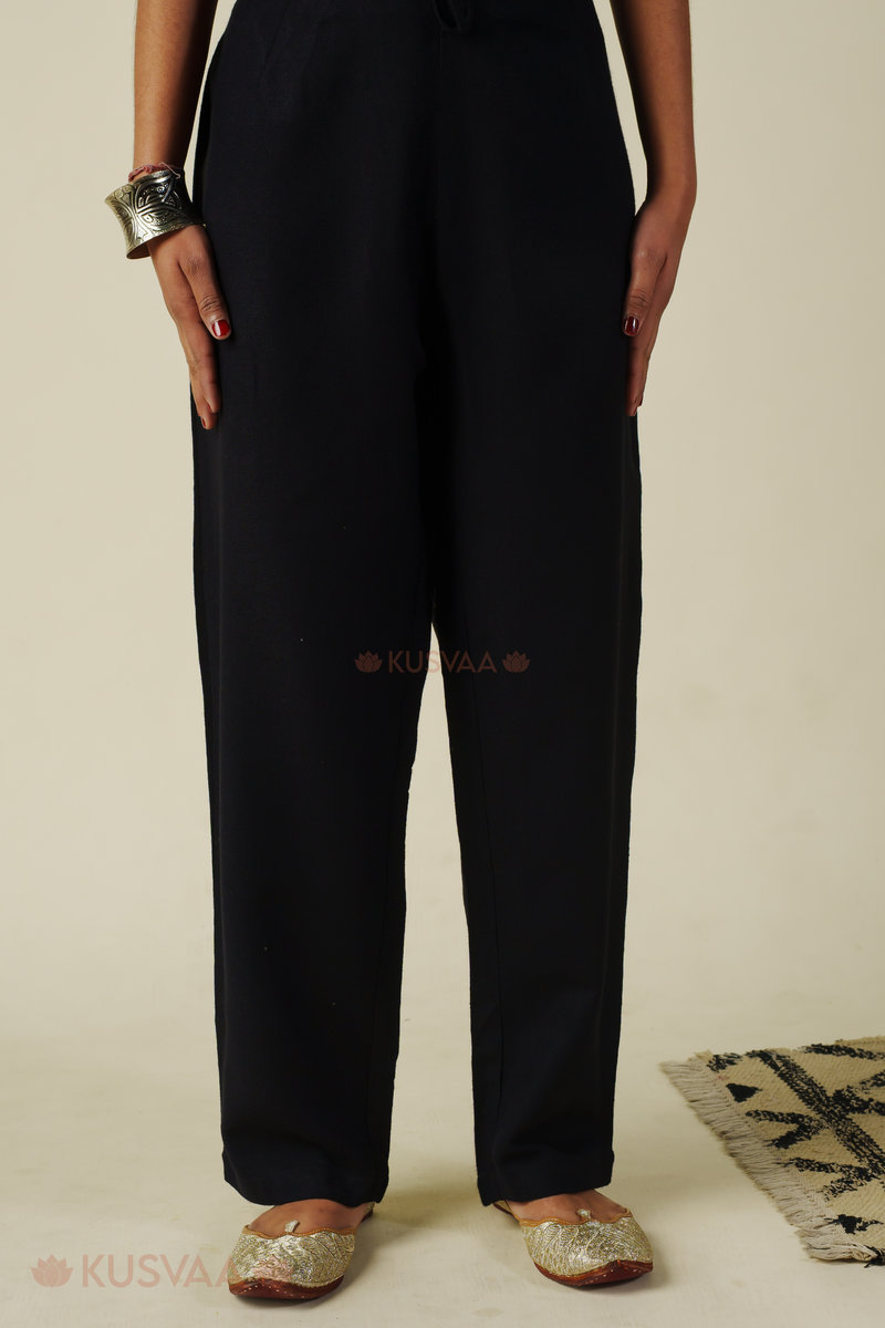 Image for Kusvaa Pnt013 Misti Multi Color Woolen Pant Black Featured