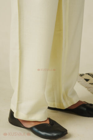 Image for Kusvaa Pnt013 Misti Multi Color Woolen Pant Cream Closeup