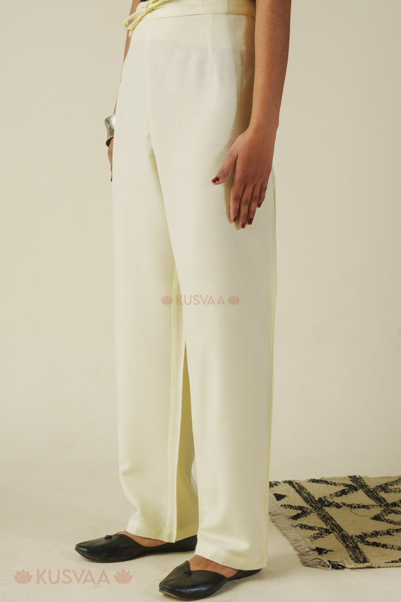 Image for Kusvaa Pnt013 Misti Multi Color Woolen Pant Cream Front
