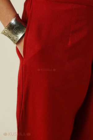 Image for Kusvaa Pnt013 Misti Multi Color Woolen Pant Maroon Neck