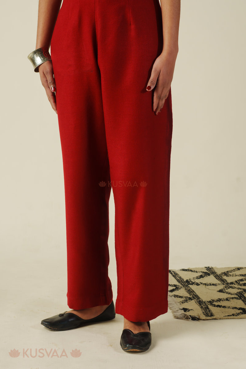 Image for Kusvaa Pnt013 Misti Multi Color Woolen Pant Maroon Sleeves