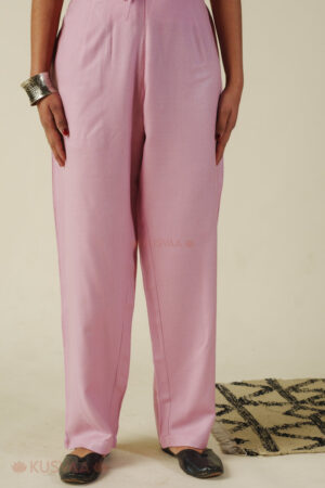 Image for Kusvaa Pnt013 Misti Multi Color Woolen Pant Pink Closeup 3