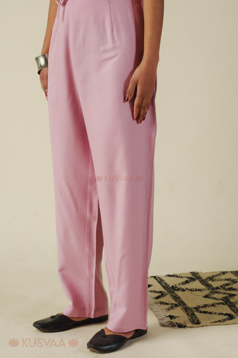 Image for Kusvaa Pnt013 Misti Multi Color Woolen Pant Pink Closeup 4