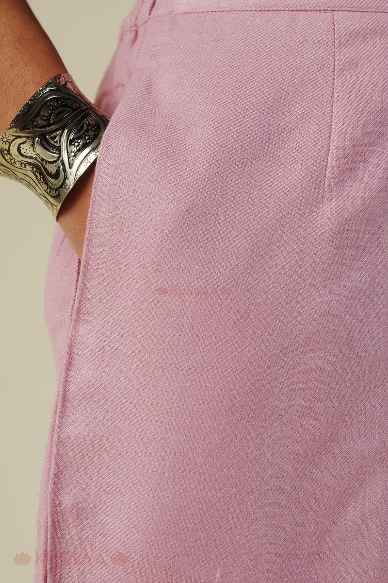 Image for Kusvaa Pnt013 Misti Multi Color Woolen Pant Pink Closeup 5
