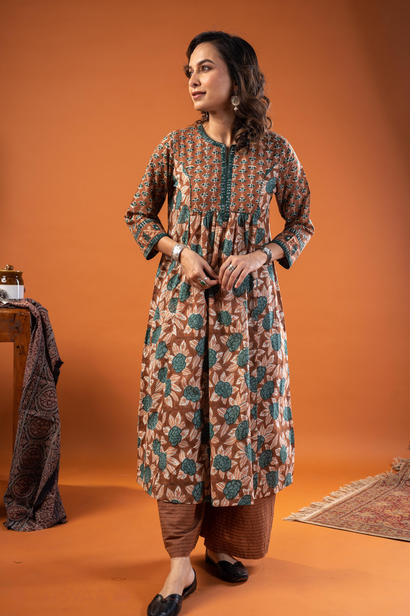 Image for Kusvaa Wkr234 Nihari Cotton Handblock Kurta Sleeves