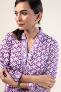 Image for Kusvaa Wkr235 Saira Modal Handblock Kurta Featured New