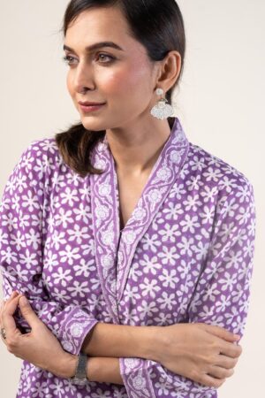 Image for Kusvaa Wkr235 Saira Modal Handblock Kurta Featured New