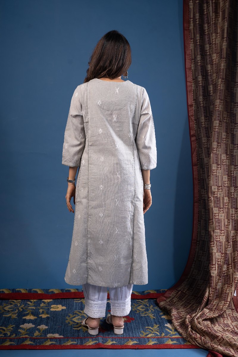 Image for Kusvaa Wkr236 Nidra Handloom Cotton Kurta Back