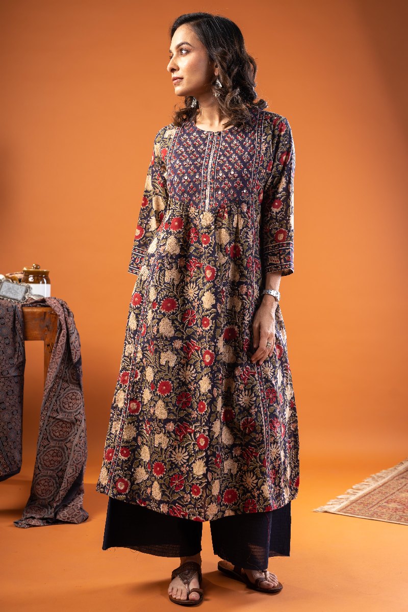 Image for Kusvaa Wkr237 Kamya Cotton Handblock Kurta Neck