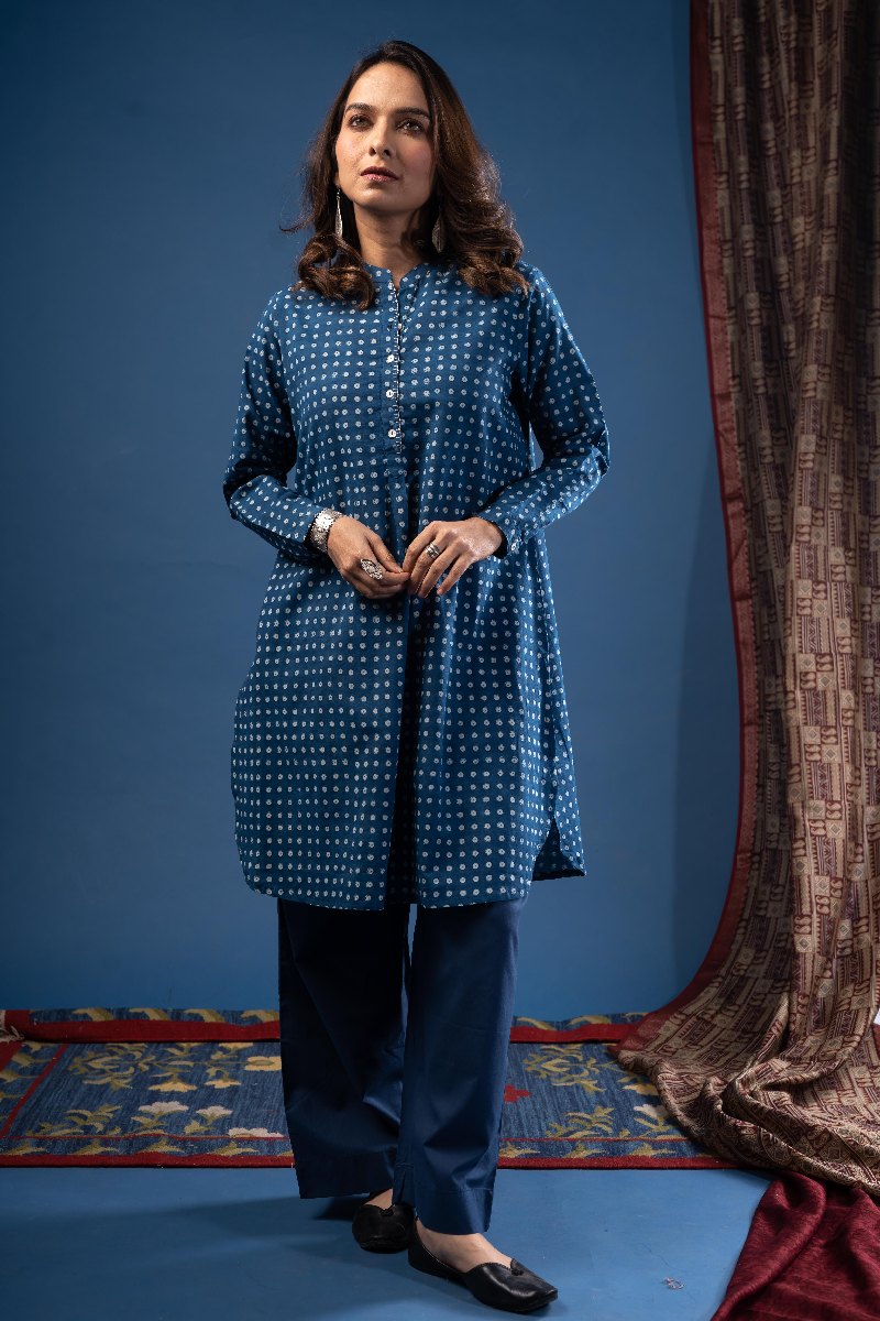 Image for Kusvaa Wkr238 Erisha Cotton Handblock Kurta Pocket
