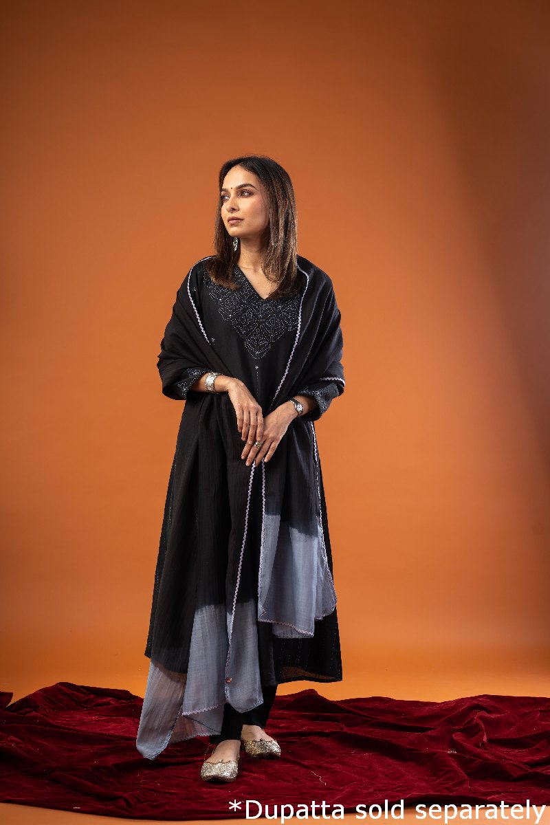Image for Kusvaa Wkr239 Sohvi Chanderi A Line Kurta Sitting