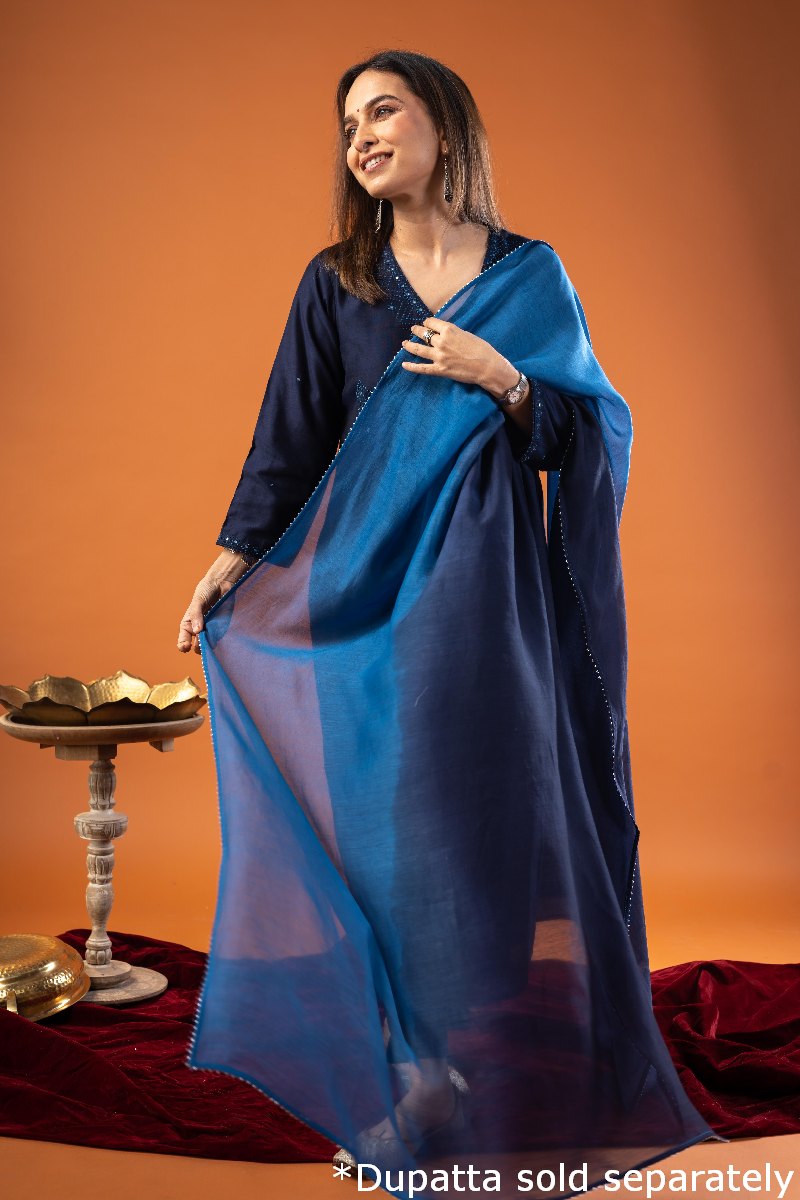 Image for Kusvaa Wkr240 Nirvi Chanderi Straight Kurta Pocket