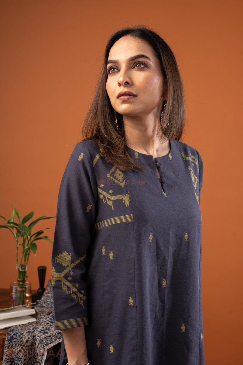 Image for Kusvaa Cood126 Ziva Handloom Cotton Kurta Pant Set Featured