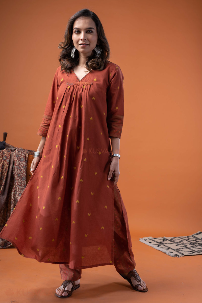 Image for Kusvaa Cood127 Kinaya Handloom Cotton Kurta Pant Set Pocket