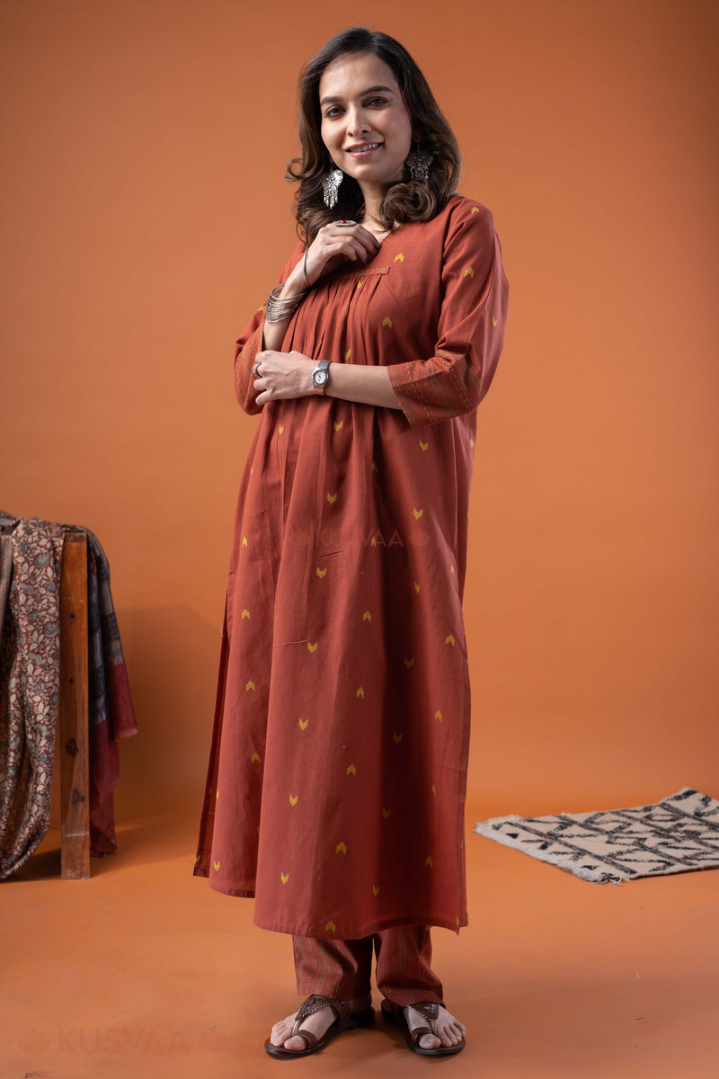 Image for Kusvaa Cood127 Kinaya Handloom Cotton Kurta Pant Set Side
