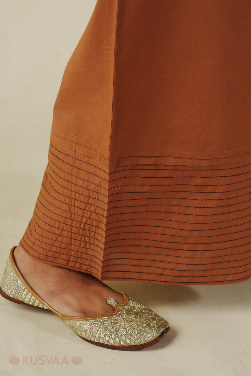 Image for Kusvaa Plz005 Nainika Cotton Palazzo Brown Back