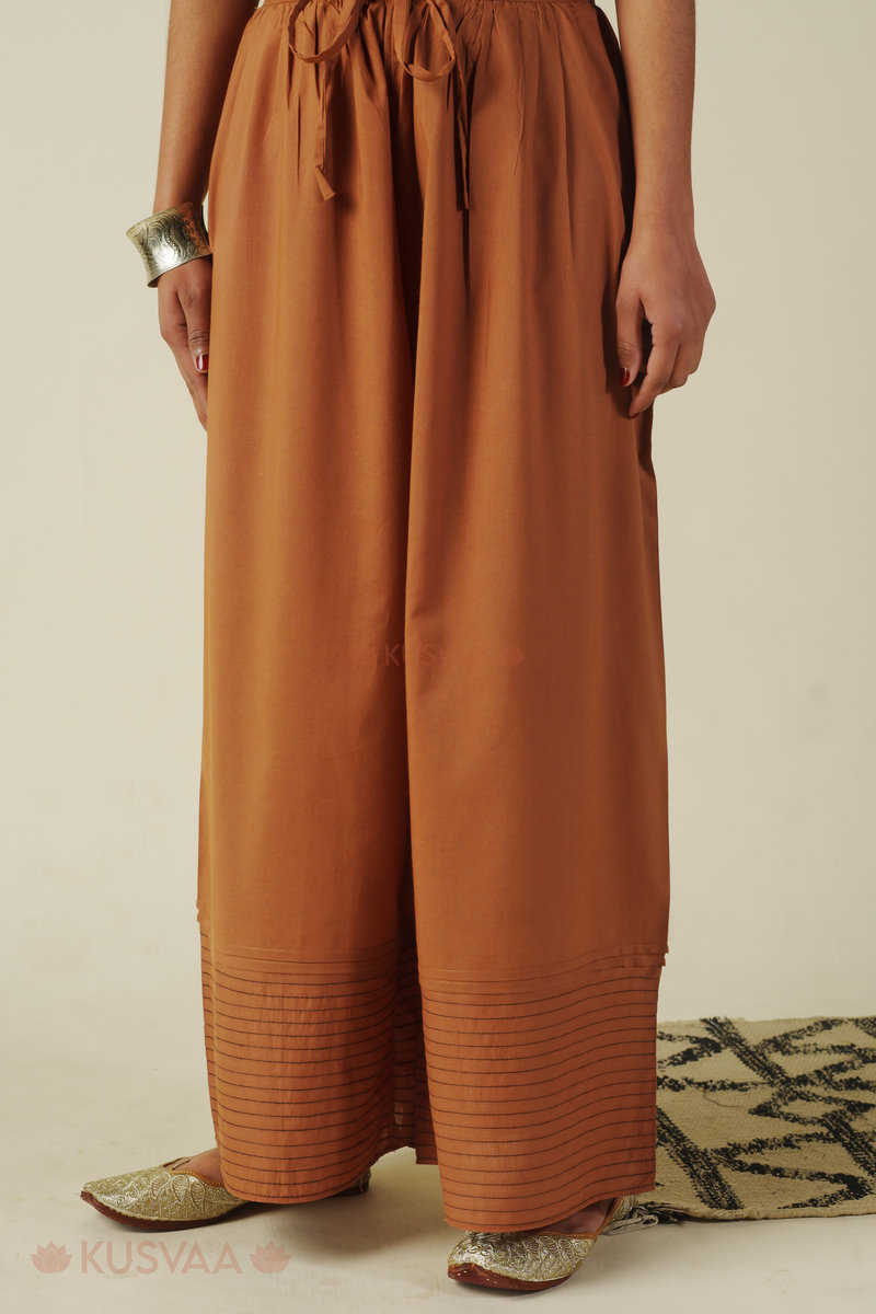 Image for Kusvaa Plz005 Nainika Cotton Palazzo Brown Sitting