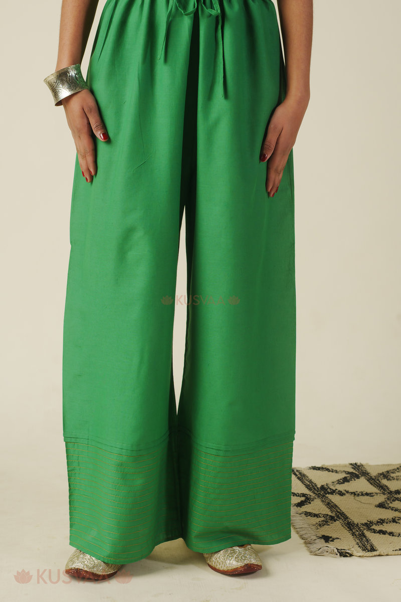 Image for Kusvaa Plz005 Nainika Cotton Palazzo Green Featured