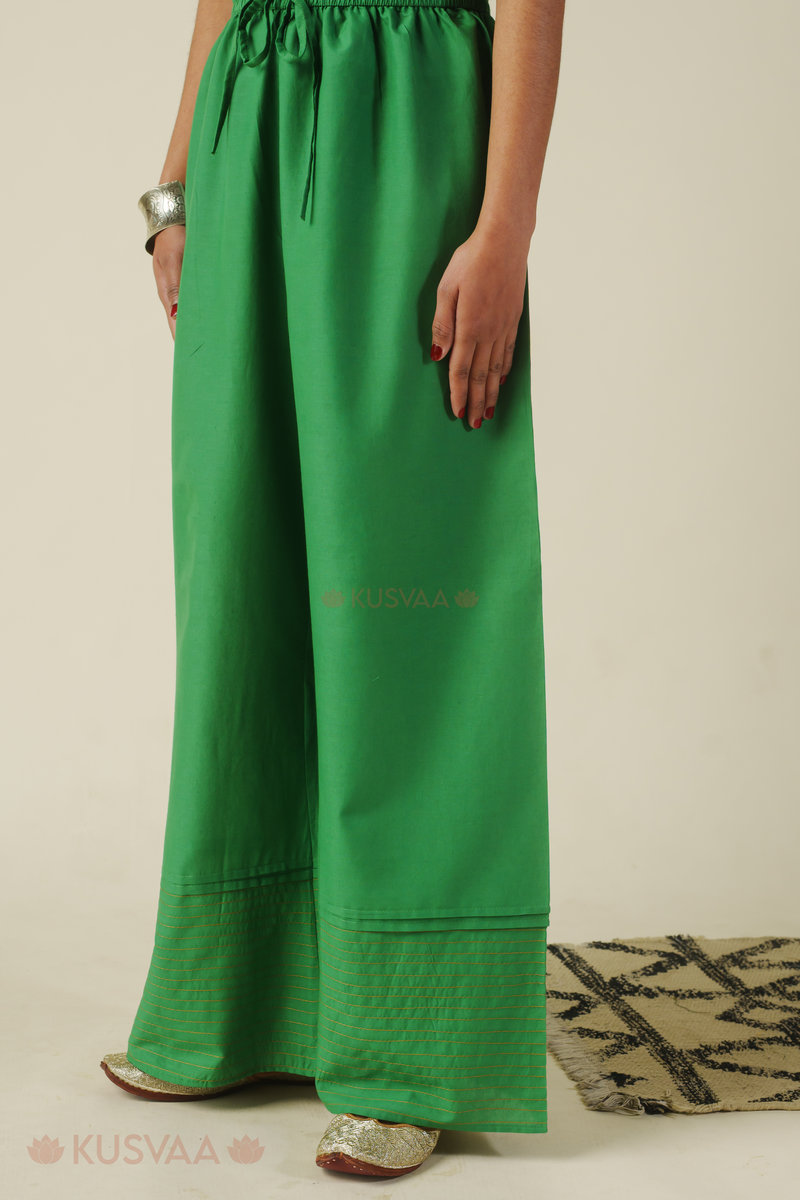 Image for Kusvaa Plz005 Nainika Cotton Palazzo Green Front