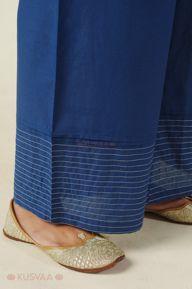 Image for Kusvaa Plz005 Nainika Cotton Palazzo Indigo Closeup 3