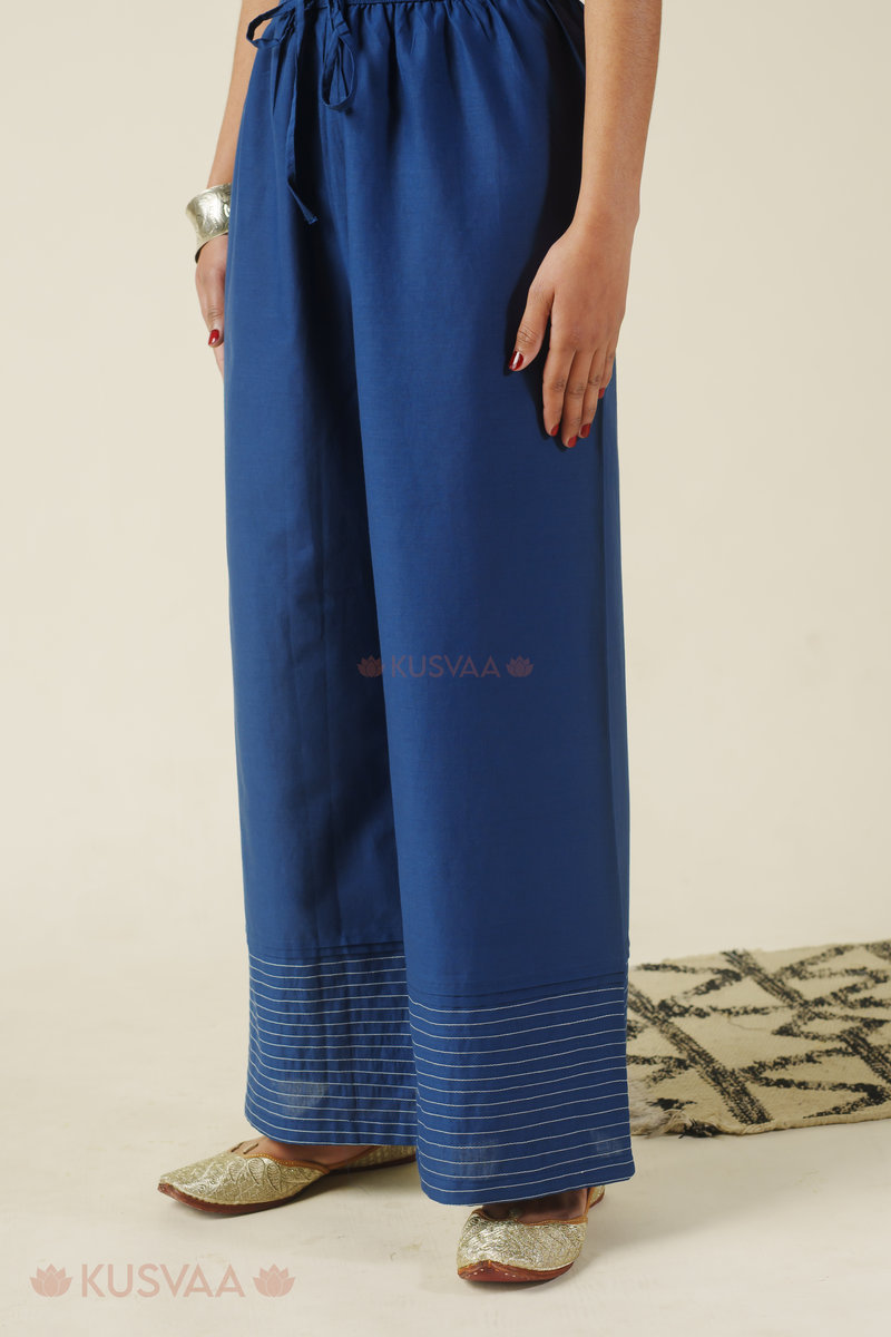 Image for Kusvaa Plz005 Nainika Cotton Palazzo Indigo Neck
