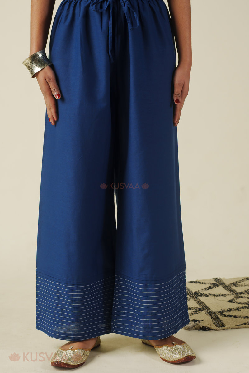 Image for Kusvaa Plz005 Nainika Cotton Palazzo Indigo Sleeves