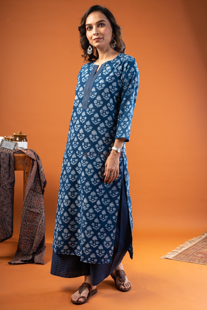 Image for Kusvaa Wkr242 Keeva Cotton Handblock Print Kurta Front
