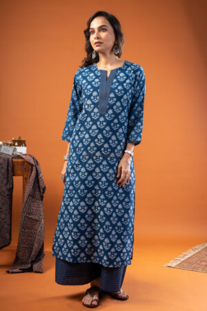 Image for Kusvaa Wkr242 Keeva Cotton Handblock Print Kurta Side