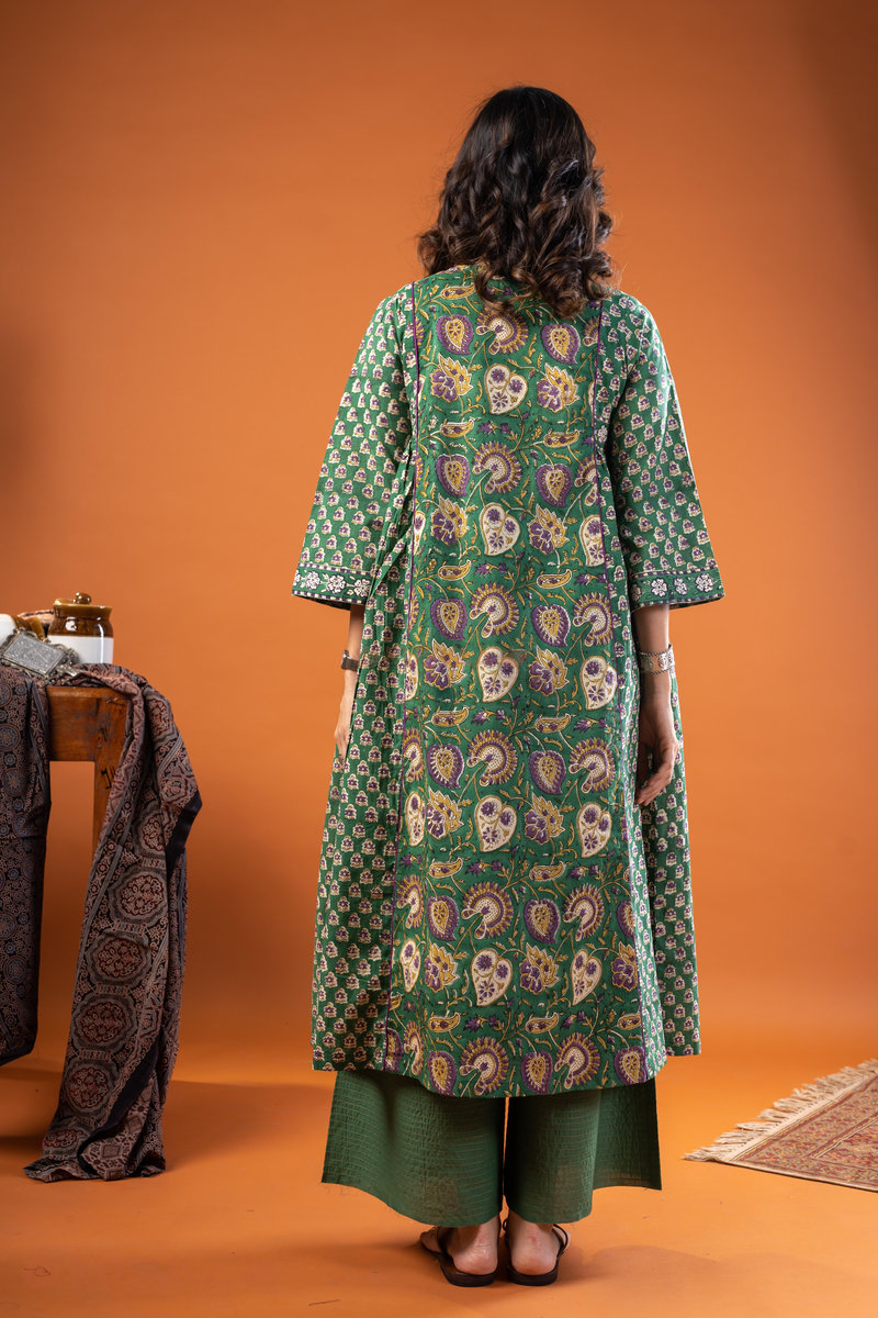 Image for Kusvaa Wkr243 Sanskriti Cotton Handblock Print Kurta Back