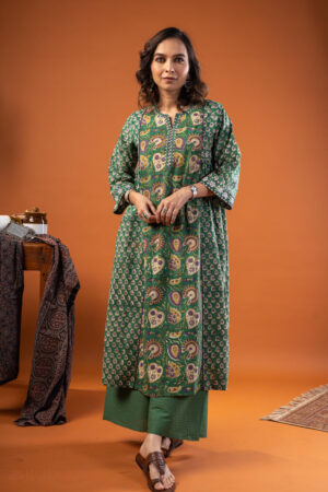 Image for Kusvaa Wkr243 Sanskriti Cotton Handblock Print Kurta Closeup