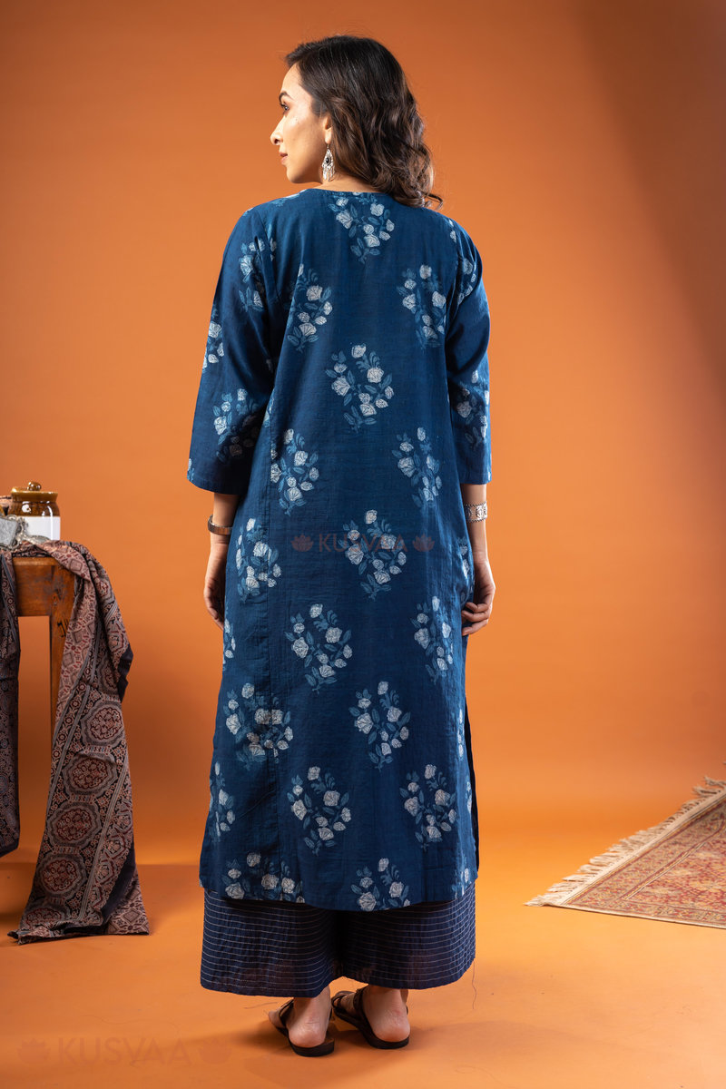 Image for Kusvaa Wkr244 Nainika Cotton Handblock Print Kurta Back