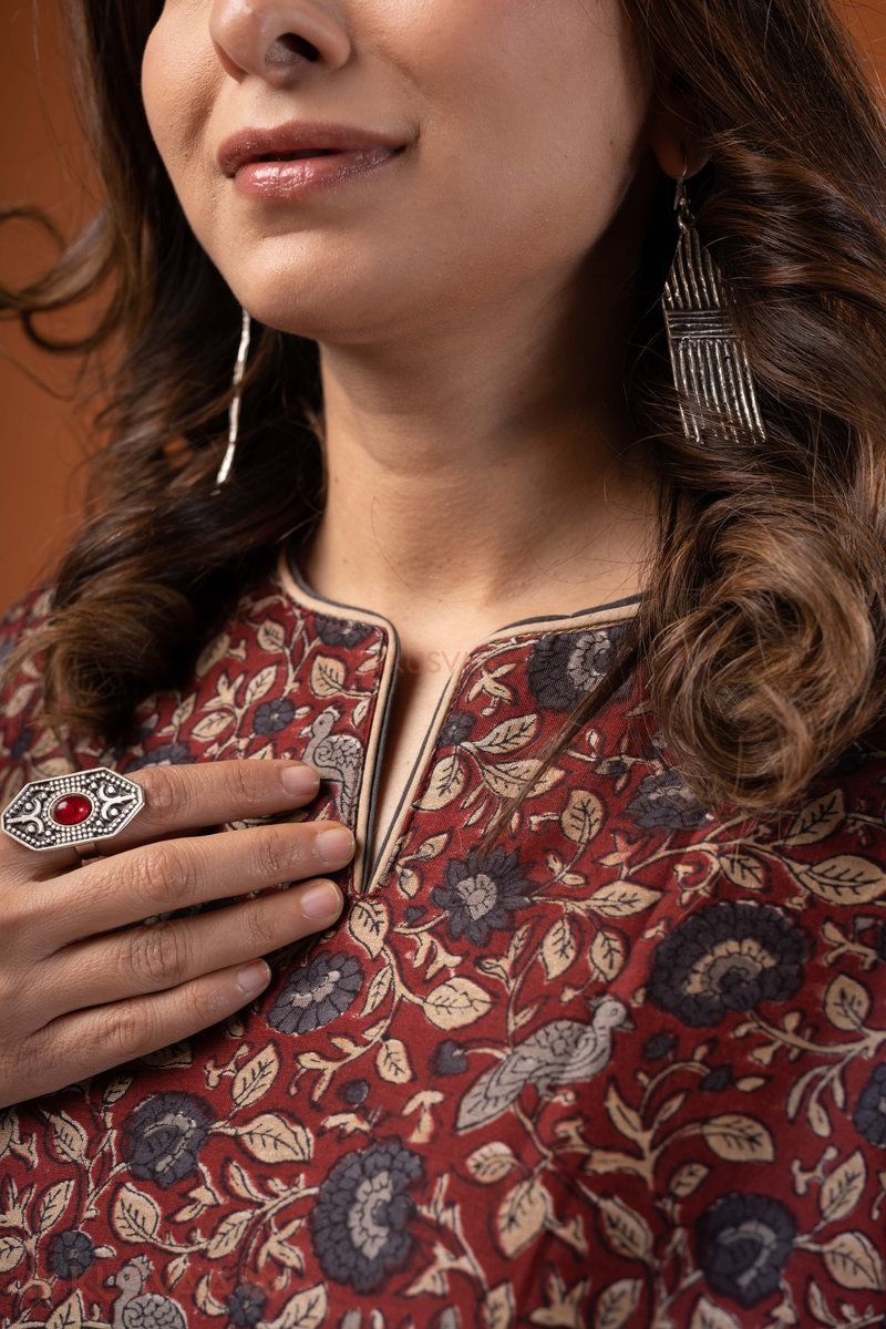 Image for Kusvaa Wkr251 Aurika Chanderi Straight Kurta Closeup