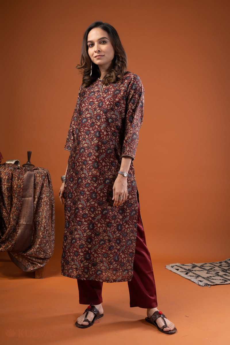 Image for Kusvaa Wkr251 Aurika Chanderi Straight Kurta Pocket