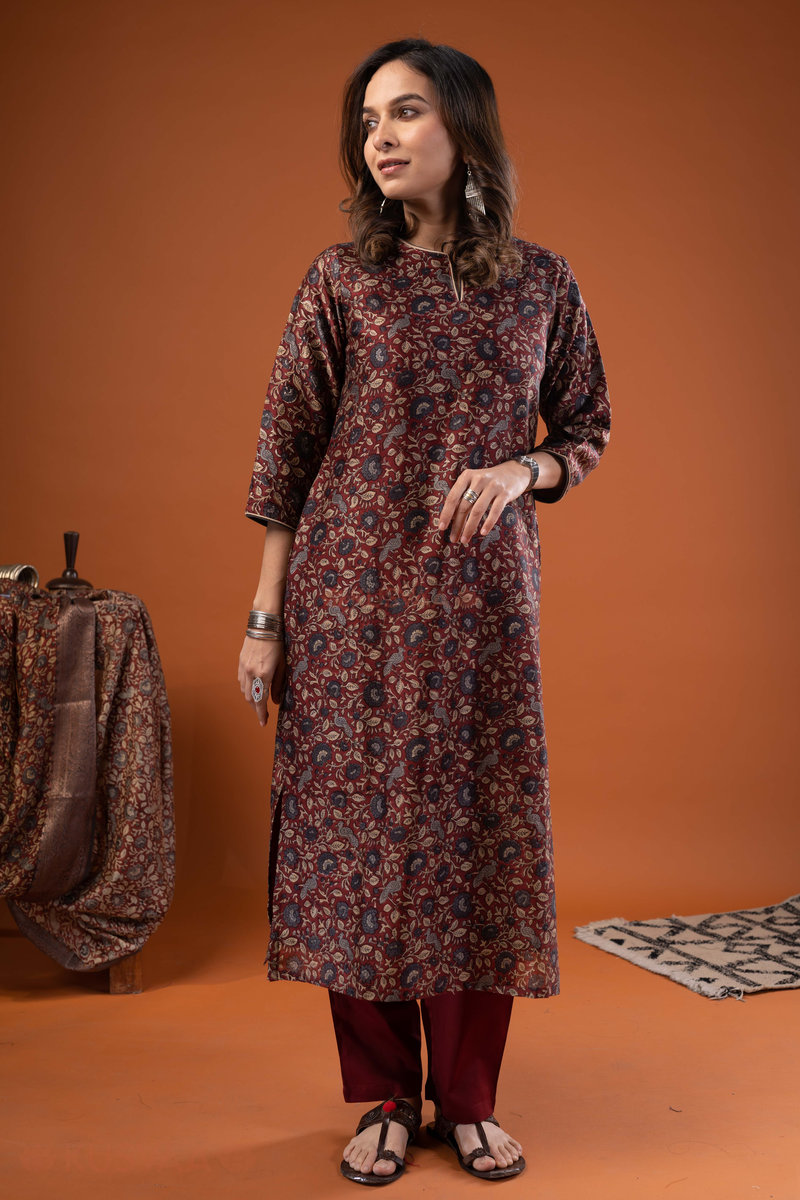 Image for Kusvaa Wkr251 Aurika Chanderi Straight Kurta Side